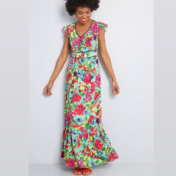 Modcloth Dresses & Skirts - ModCloth Eyes on You Floral Maxi Dress Sz M